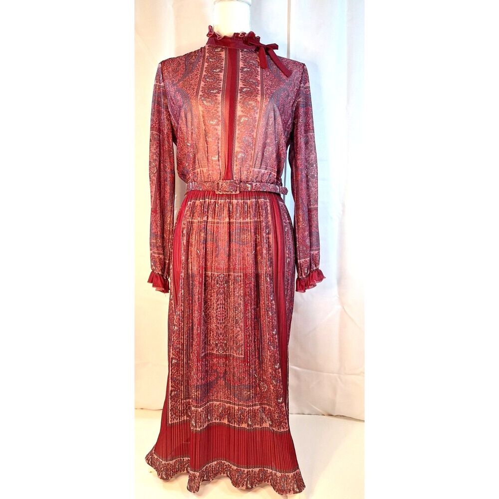 Jerrie Lurie Vintage Ladies High Neck Long Sleeve Dress Size 14